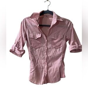 Love Tree Women’s Pink Button-Up Long Sleeve Shirt Blouse Top Size: Medium